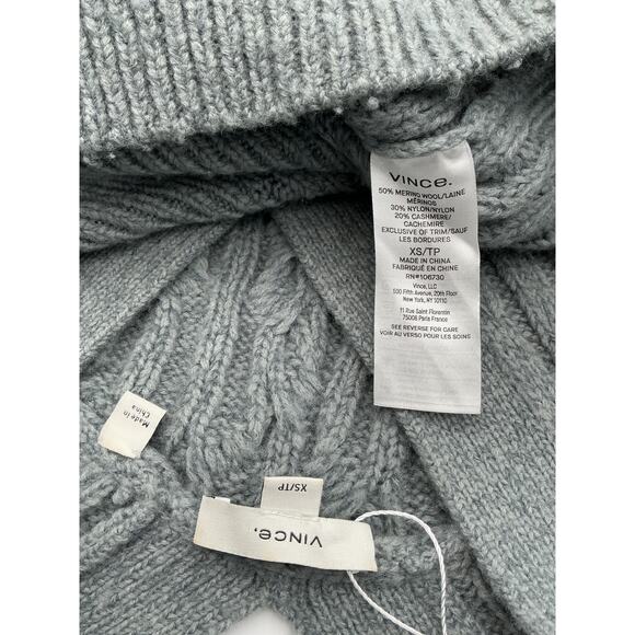 Vince Interlocking Grey Cable Cardigan Size XS - Picture 4 of 4